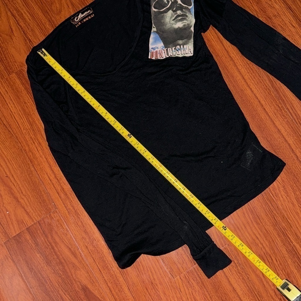 Anama black long sleeve tee shirt black graphic size L modal cotton blend - Picture 7 of 7